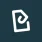 Abstract white logo: a curled line inside a stylized document shape on a dark teal background with rounded corners